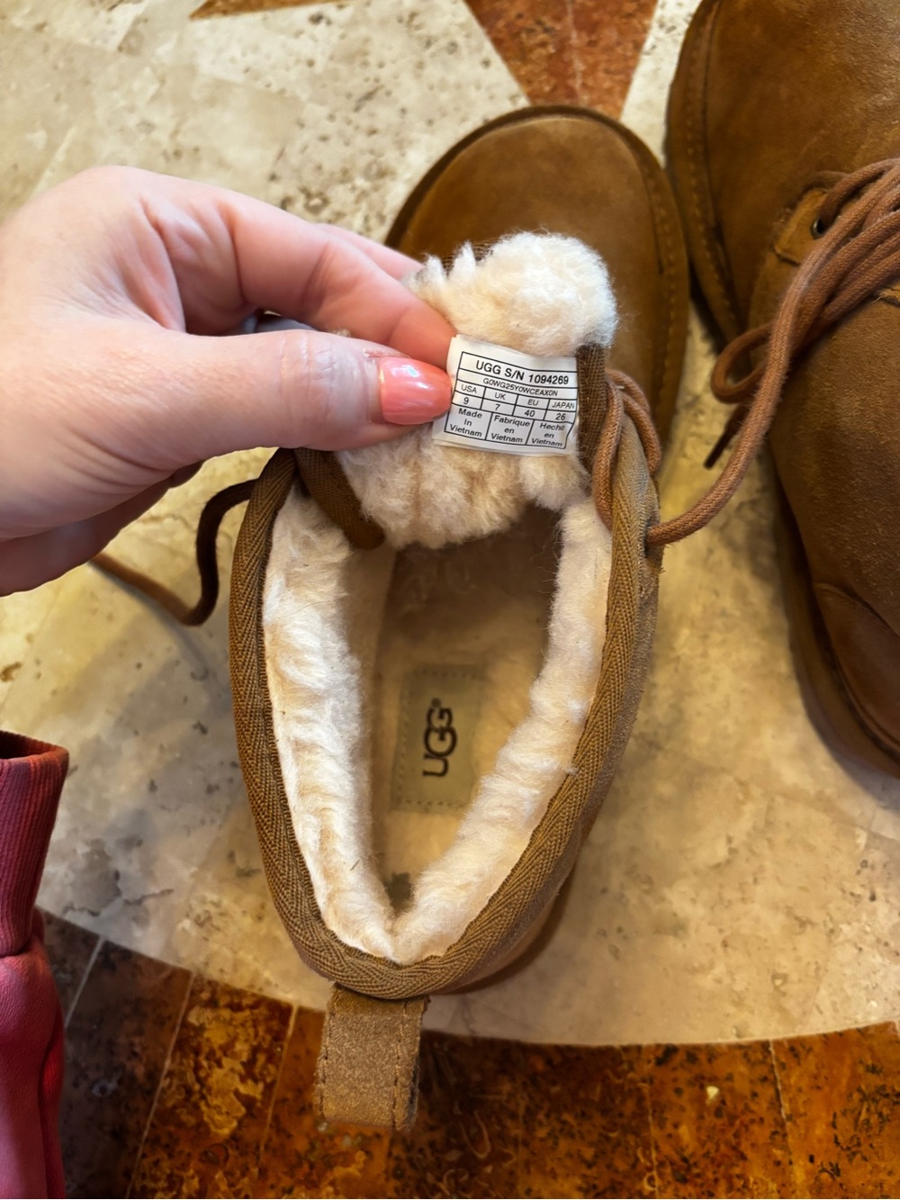 UGG Neumel Boots Women’s Size 9 Chestnut Brown Suede Shearling Lined - Picture 7 of 7